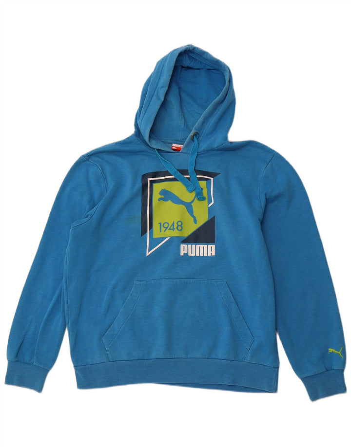 Męski sweter z kapturem i grafiką PUMA, duży, niebieski