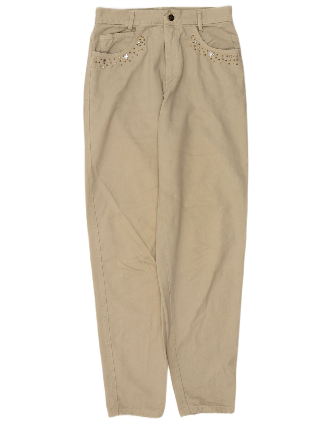 Damskie jeansy zwężane VINTAGE W28 L32 beżowe