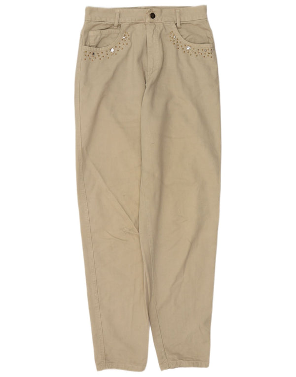 Damskie jeansy zwężane VINTAGE W28 L32 beżowe