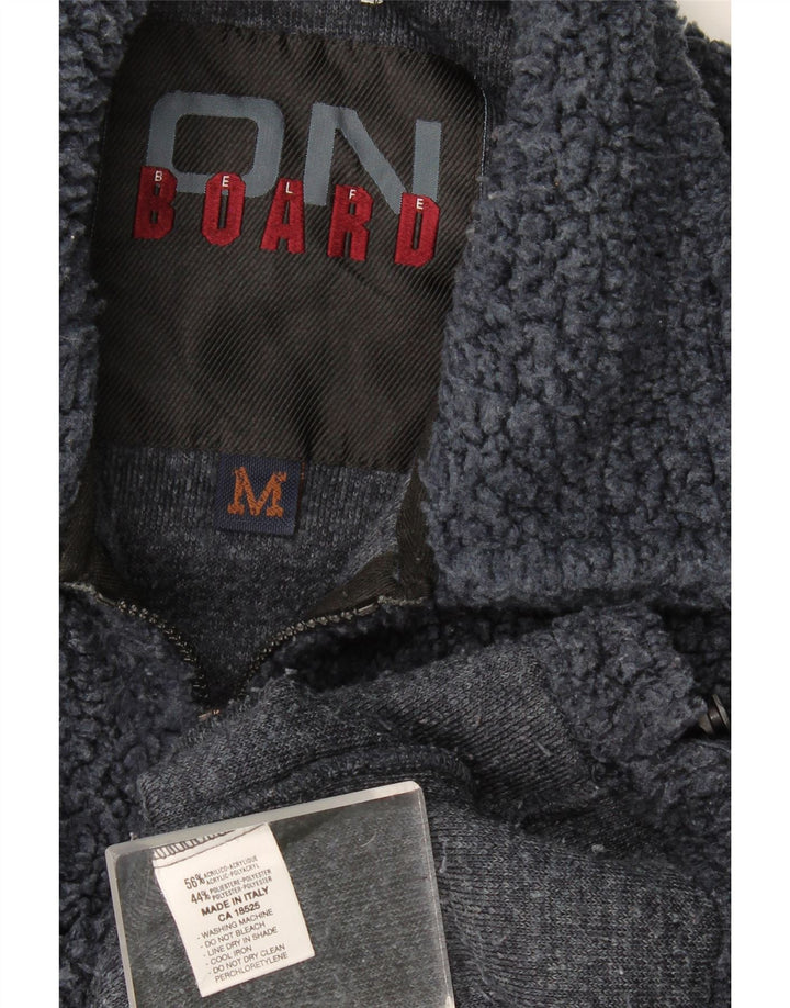 Męski sweter polarowy Belfe Oversize z grafiką, w kolorze średniego granatu
