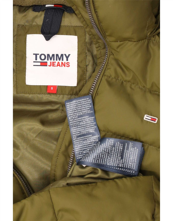 Damski ocieplany płaszcz z kapturem Tommy Hilfiger UK 10, mały, zielony poliester