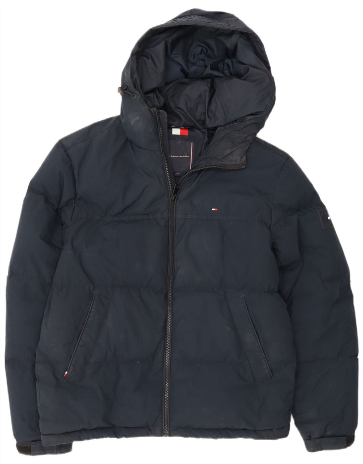 Męska ocieplana kurtka z kapturem Tommy Hilfiger UK 38, średni granatowy poliester