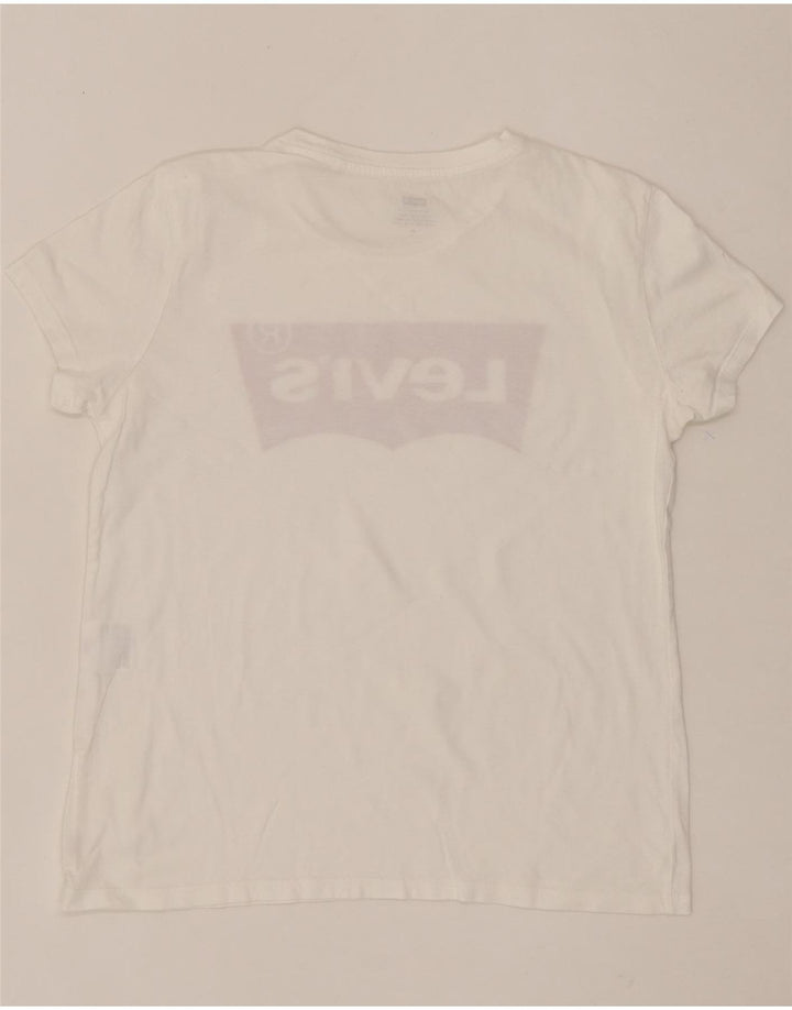 LEVI'S Womens Graphic T-Shirt Top UK 14 Medium White Vintage Levi's and Second-Hand Levi's from Messina Hembry 