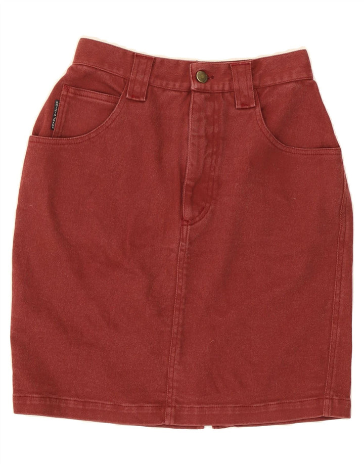 KRIZIA Womens Denim Skirt W28 Medium Burgundy Vintage Krizia and Second-Hand Krizia from Messina Hembry 