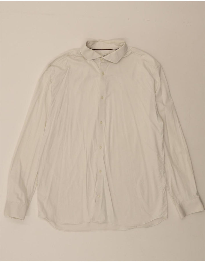 JACK & JONES Mens Stretch Shirt Size 46 2XL White Vintage Jack & Jones and Second-Hand Jack & Jones from Messina Hembry 