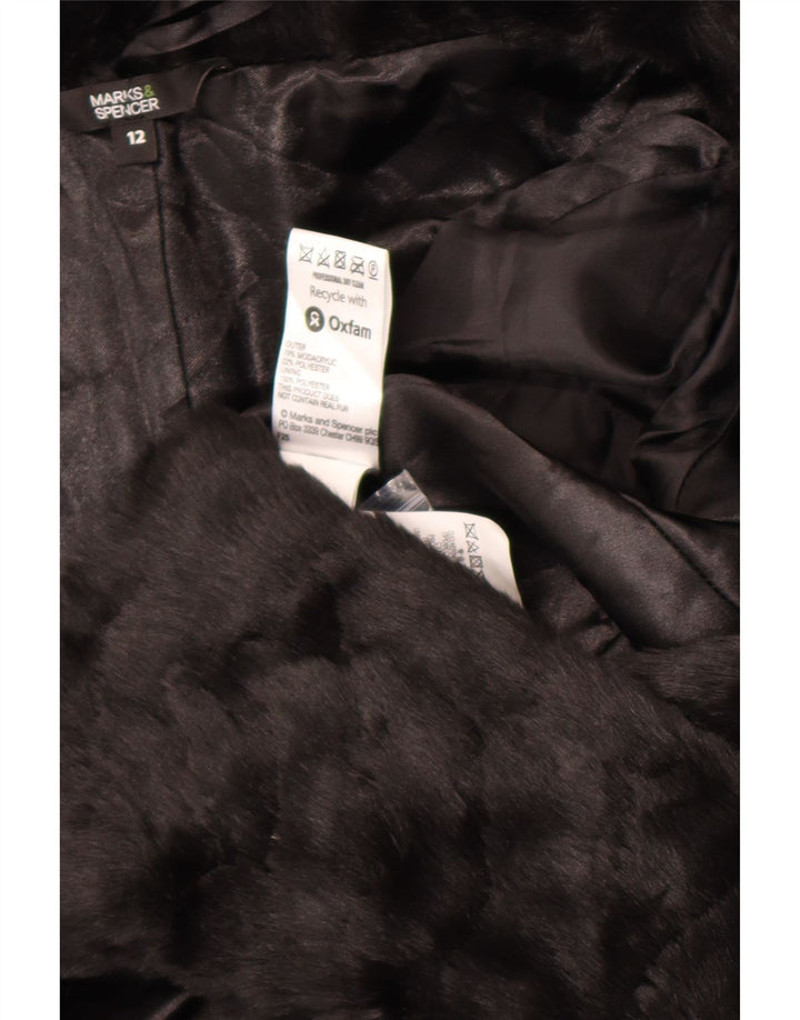 Marks & Spencer Damska kurtka ze sztucznego futra UK 12 Medium Black Modacryl