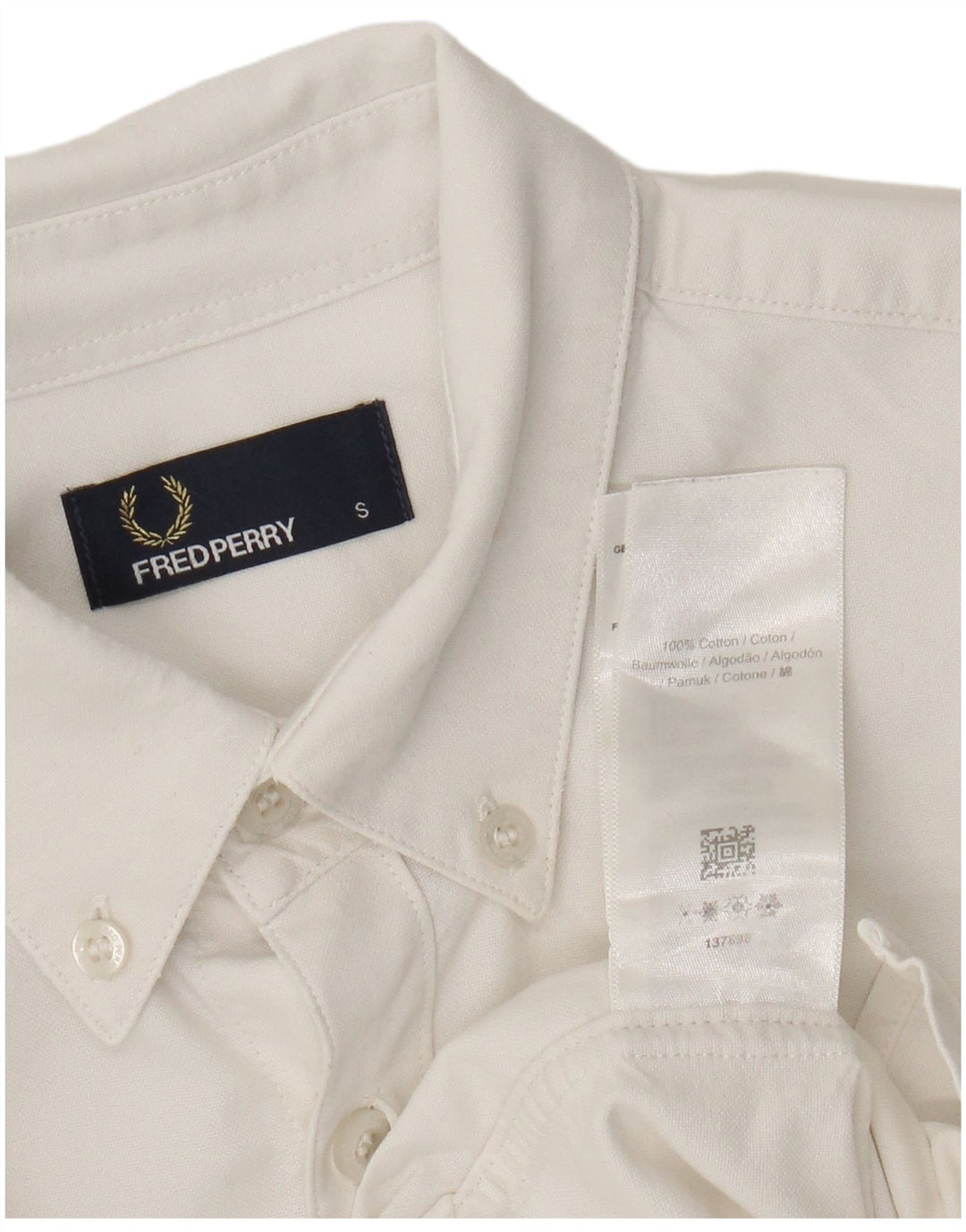 Koszula męska Fred Perry, mała, biała, bawełniana