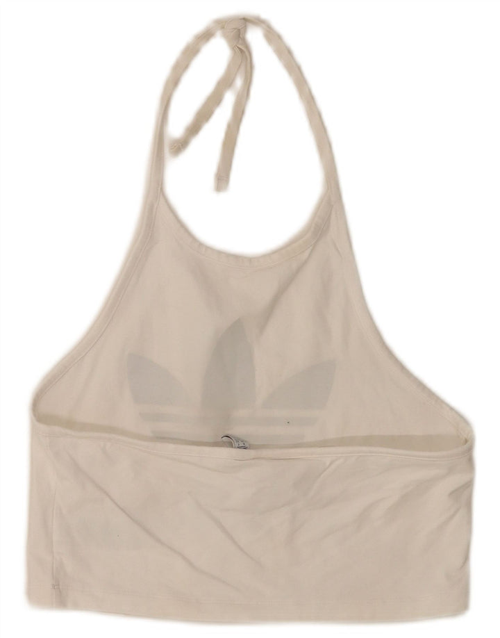 Damska koszulka Adidas Crop Graphic Halter Top UK 14 Średnia biała bawełna