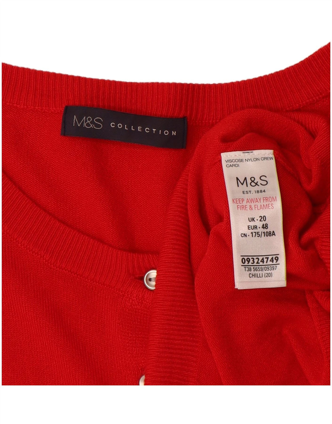 MARKS & SPENCER Damski sweter kardigan UK 20 2XL Czerwona wiskoza