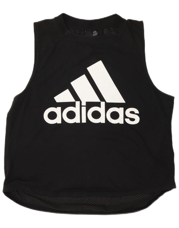 Damska kamizelka Adidas See Through Graphic Top UK 16/18 Duża czarna bawełna