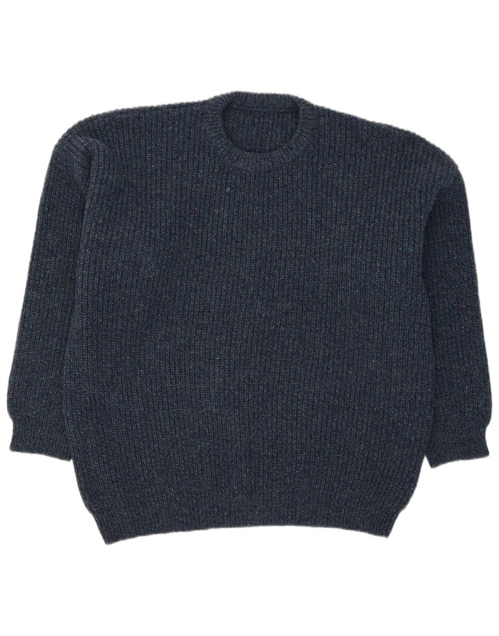 Vintage męski sweter z okrągłym dekoltem XL granatowy