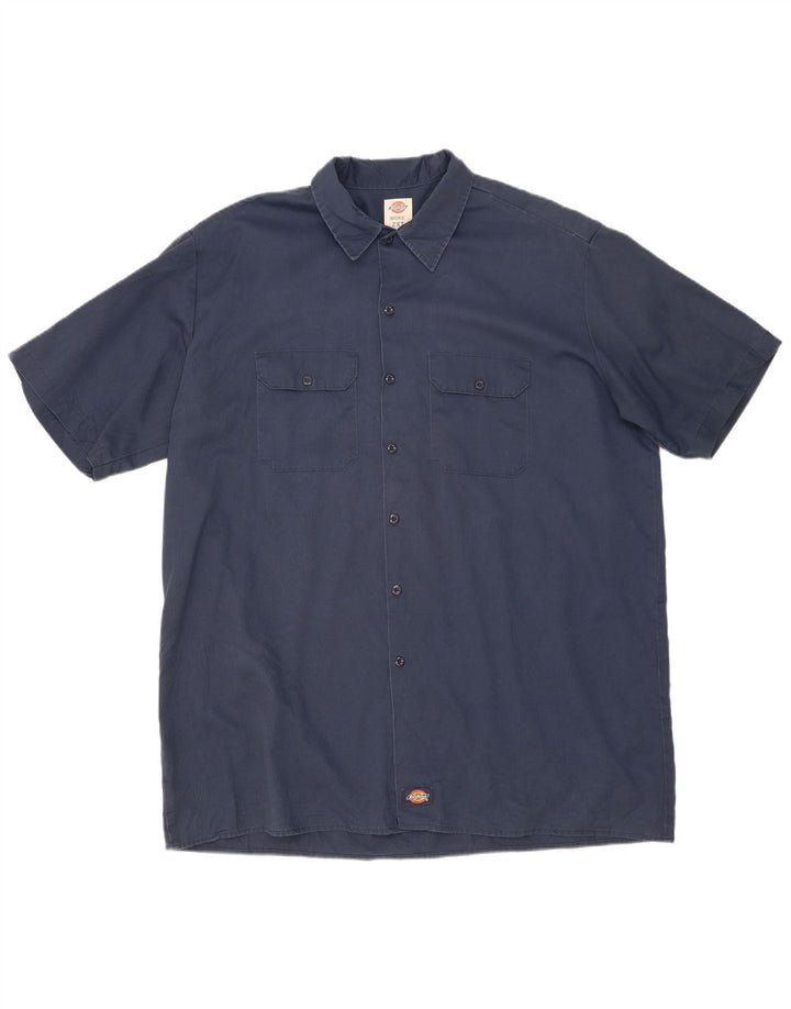 DICKIES Męska wysoka koszula z krótkim rękawem 2XL Granatowy poliester