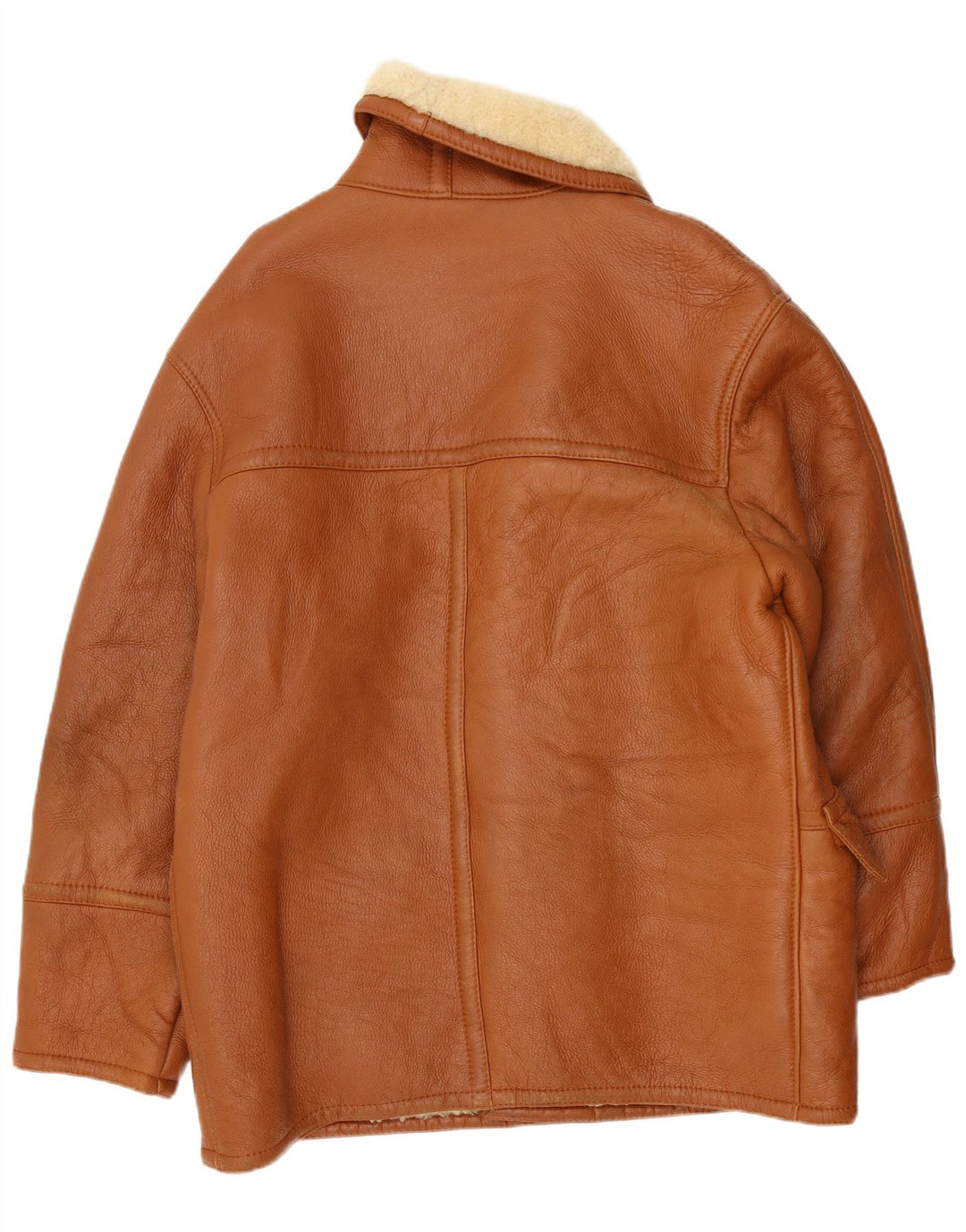 Vintage męska kurtka shearling z podwójnymi piersiami IT 54 2XL brązowa