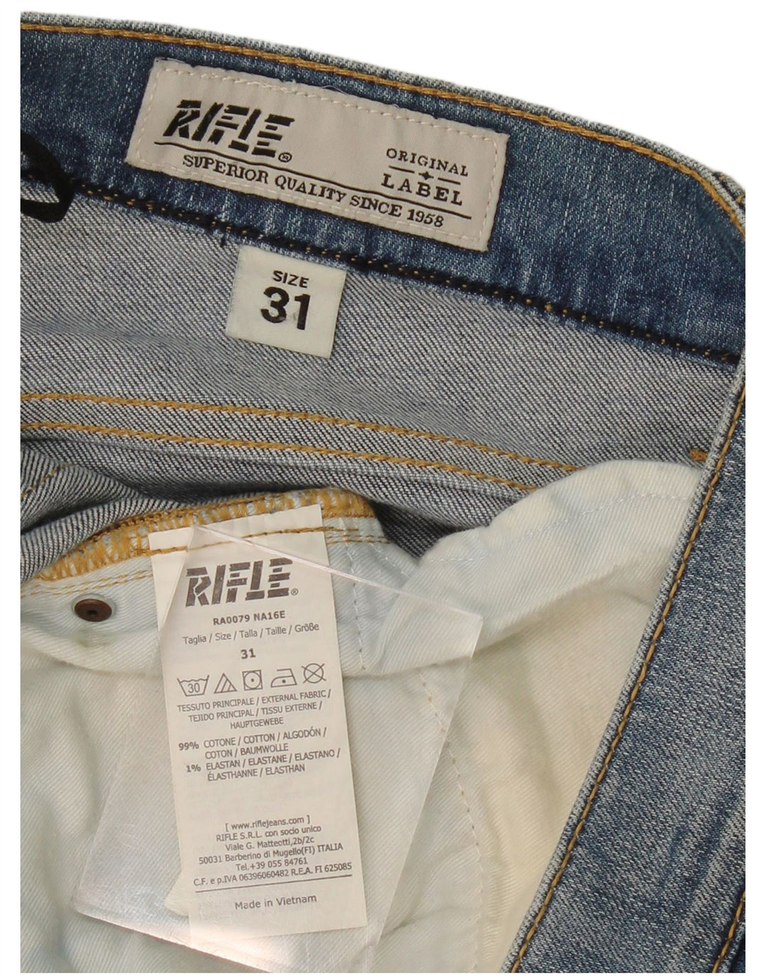 RIFLE Mens Slim Jeans W31 L33 Blue Cotton
