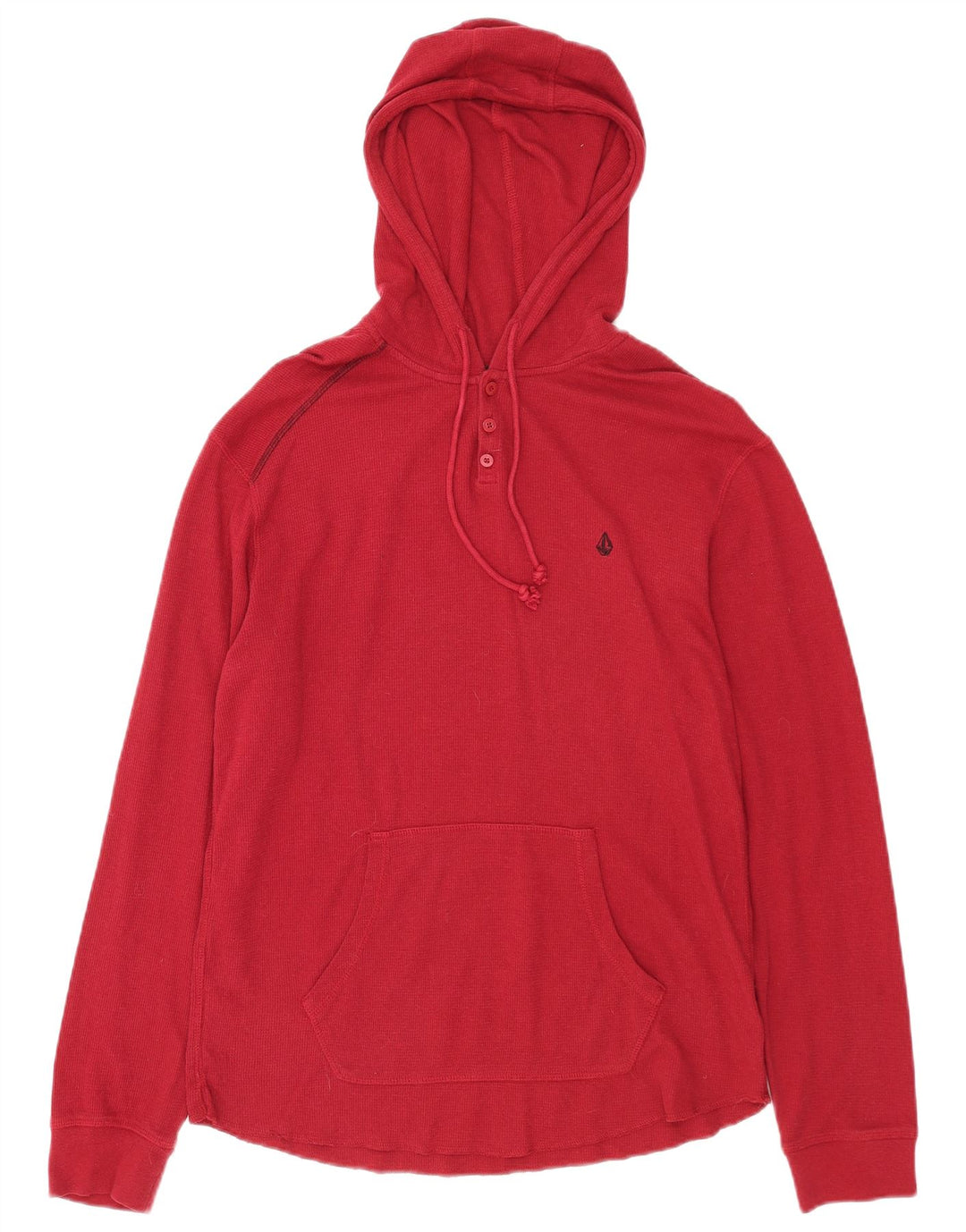 Męski sweter z kapturem i guzikami Volcom, duży, czerwony, bawełniany