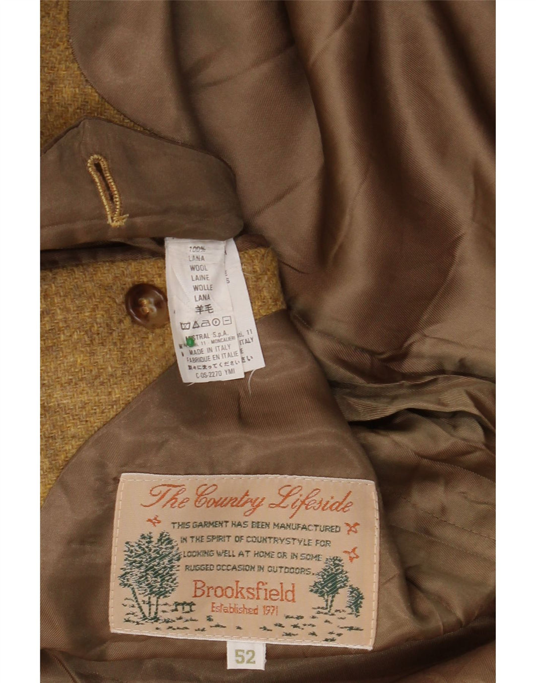 BROOKSFIELD Męska marynarka zapinana na 3 guziki IT 52 XL Żółta wełna