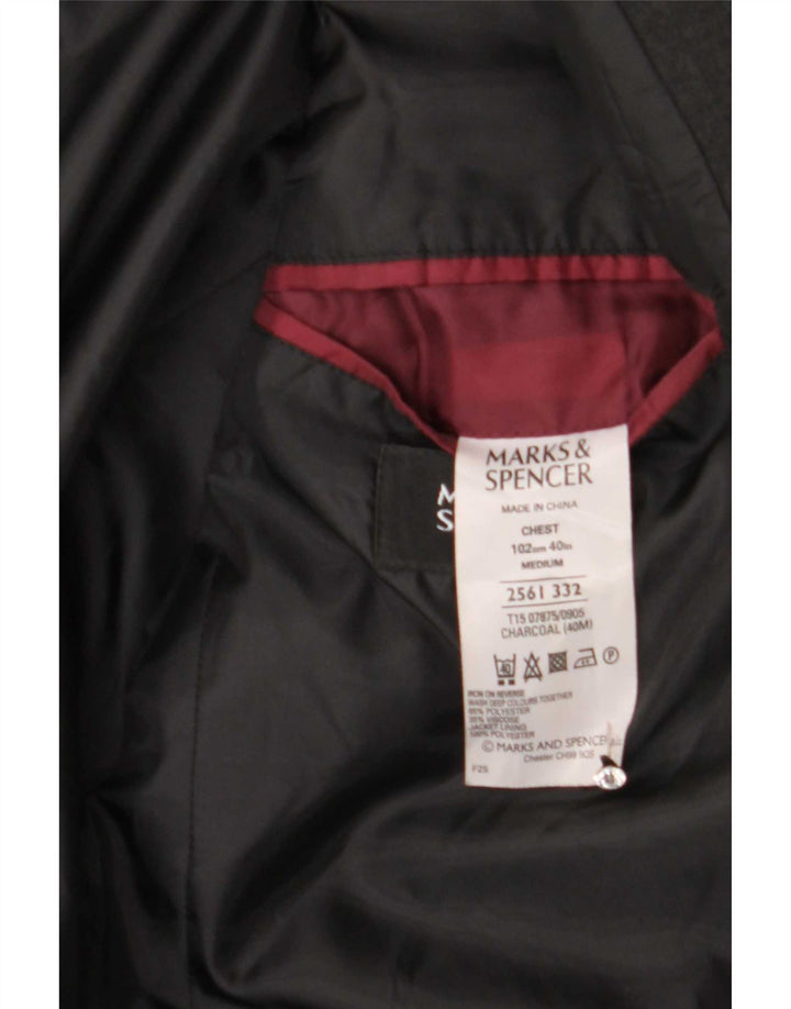 Marks & Spencer Męska marynarka zapinana na 2 guziki, UK 40, średni czarny poliester