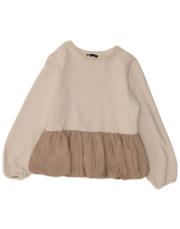 Damska bluza ZARA, UK 12, średnia bawełna w kolorze złamanej bieli