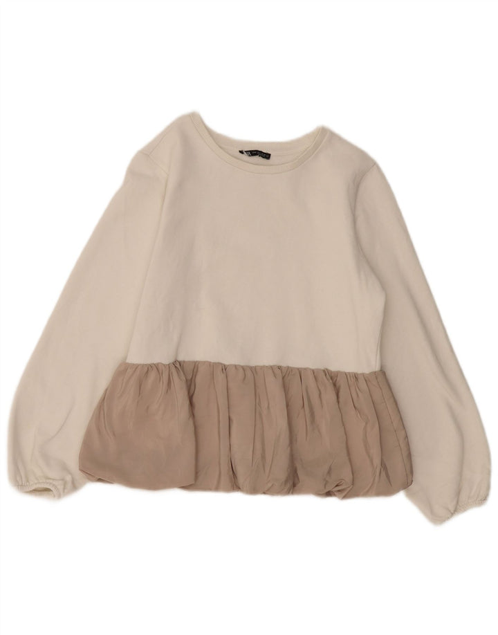 Damska bluza ZARA, UK 12, średnia bawełna w kolorze złamanej bieli