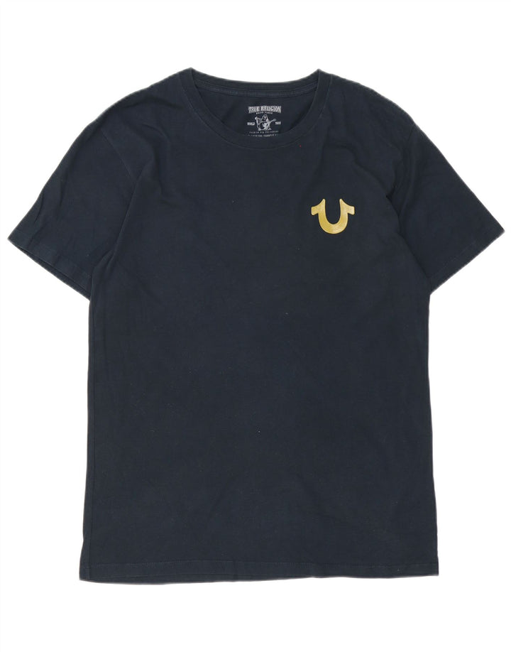 Męska koszulka z grafiką True Religion, średnia, granatowa bawełna