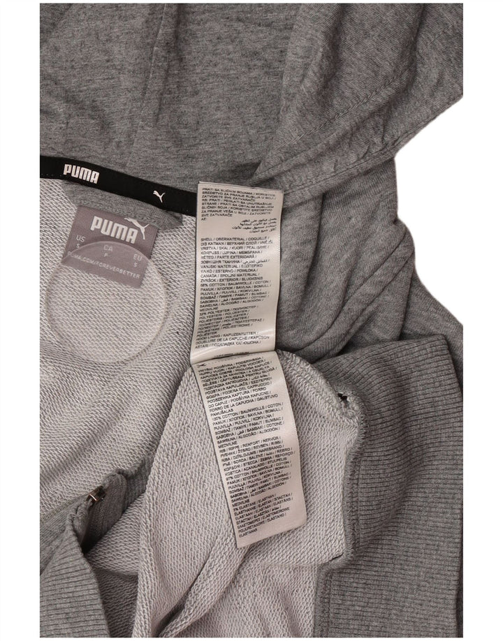Męski sweter Puma z kapturem i zamkiem, mały, szary, bawełniany