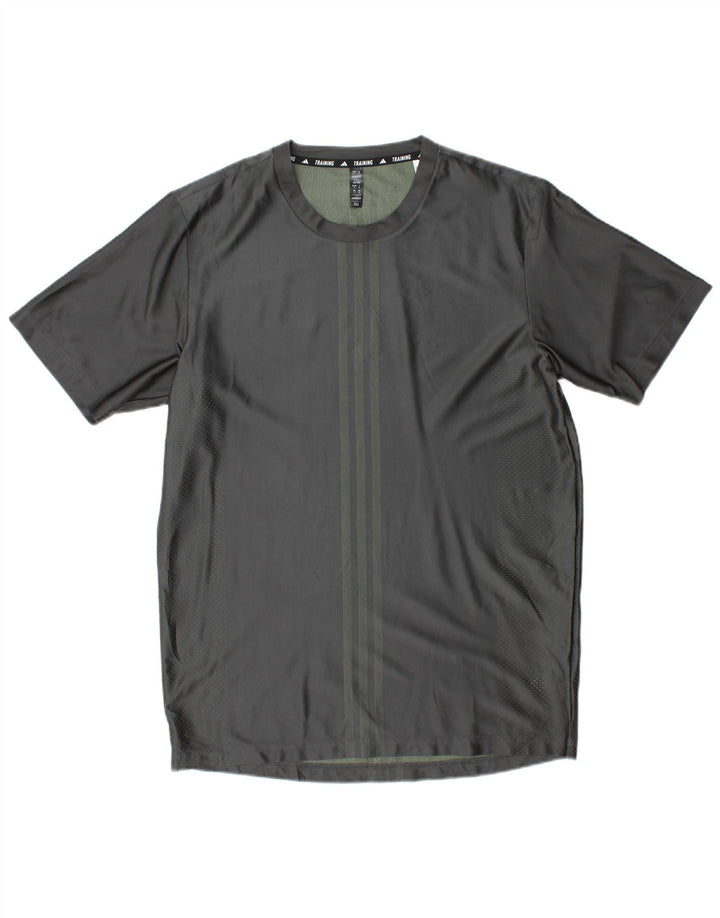 Męska koszulka Adidas Aeroready Top z szarego poliestru w paski
