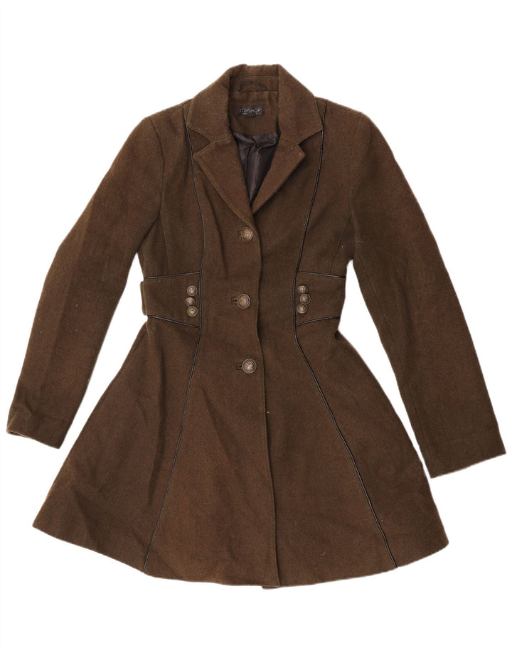 Topshop Płaszcz damski UK 6 XS, wełna khaki