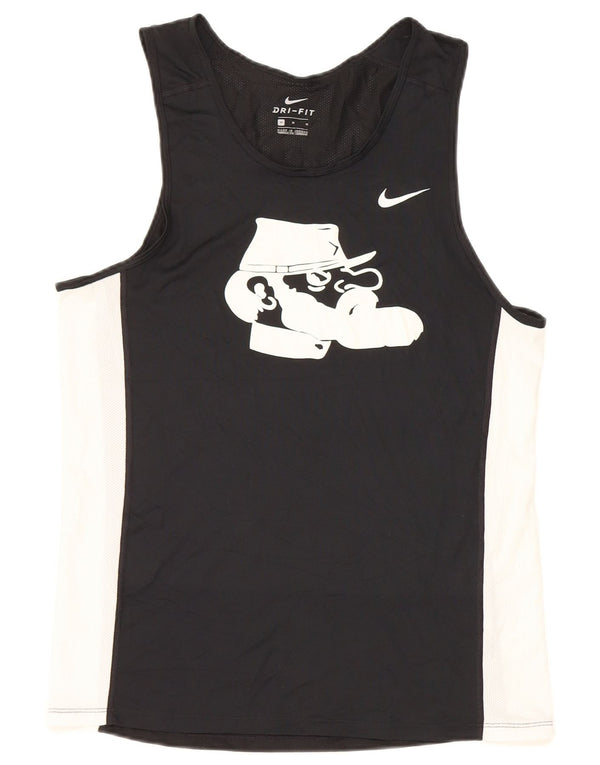 Męska kamizelka z grafiką Nike Dri Fit, średni czarny poliester z blokami kolorów
