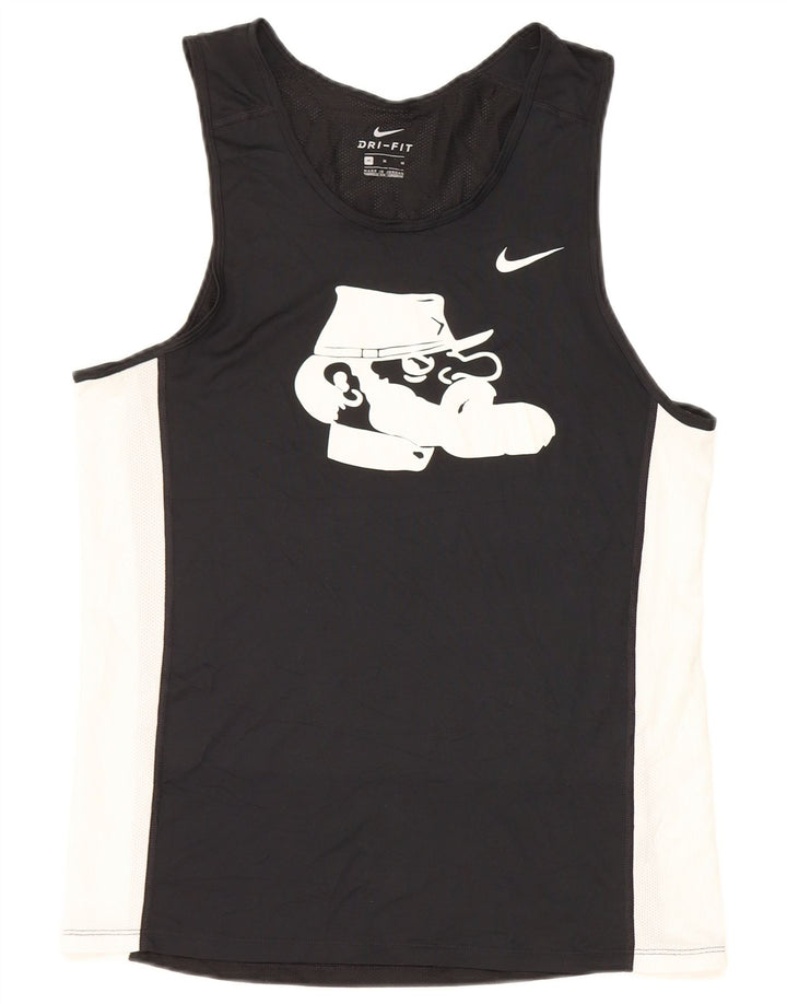 Męska kamizelka z grafiką Nike Dri Fit, średni czarny poliester z blokami kolorów