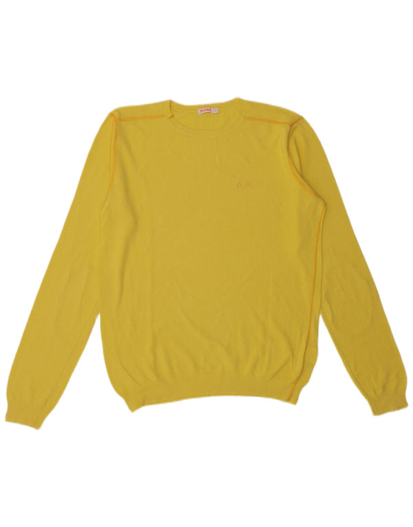 Męski sweter z okrągłym dekoltem Sun68 XL, żółta bawełna