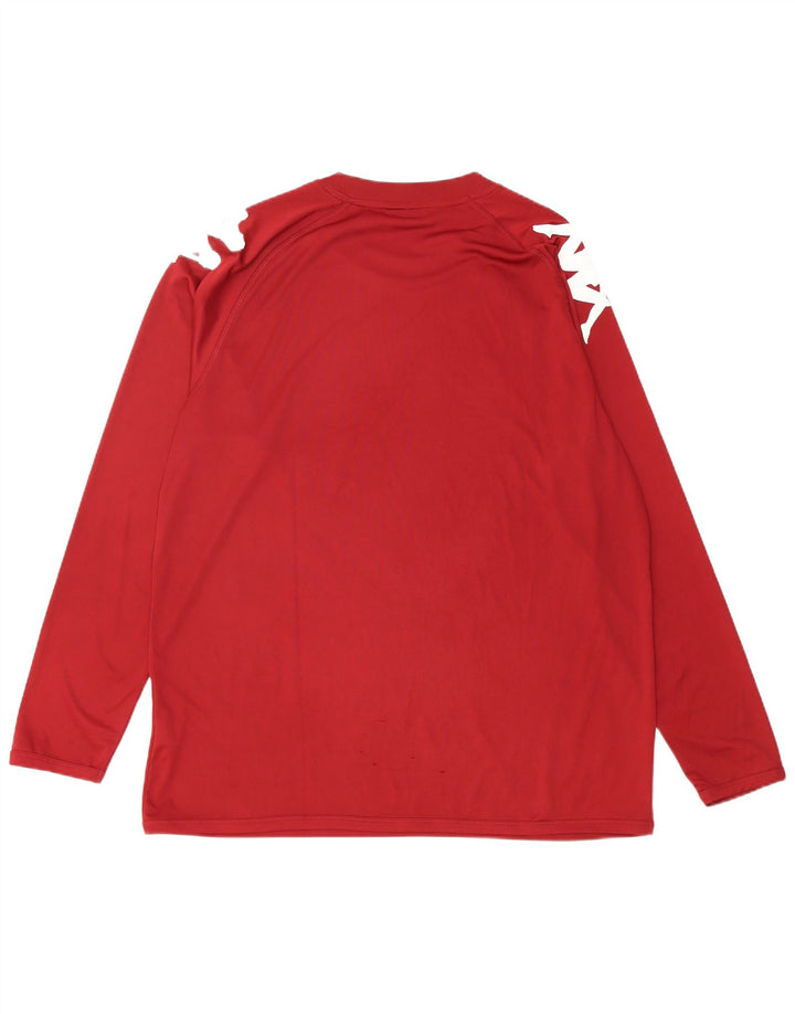 Męski top graficzny KAPPA z długim rękawem 2XL, bordowy poliester