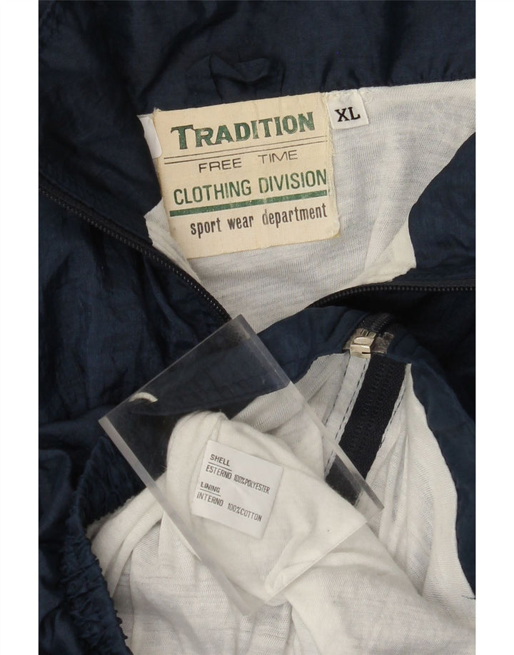 Męska kurtka dresowa VINTAGE XL, granatowa, z poliestru w blokach kolorów