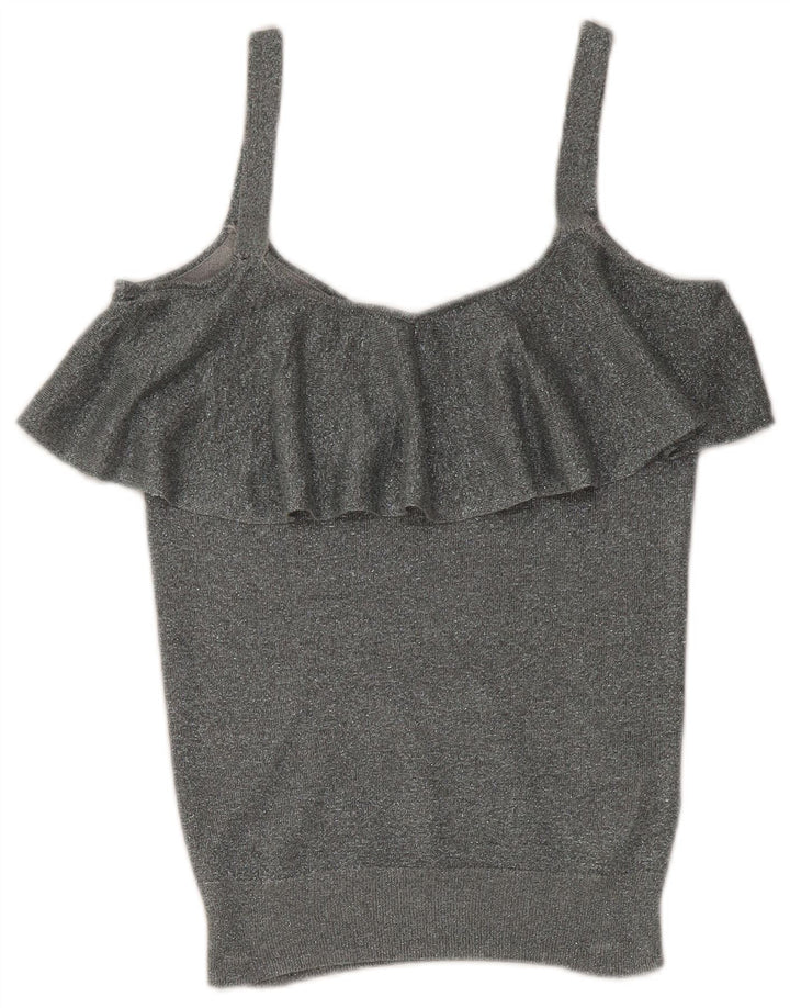 Damski top na ramiączkach Oasis UK 6 XS, srebrna, nakrapiana wiskoza