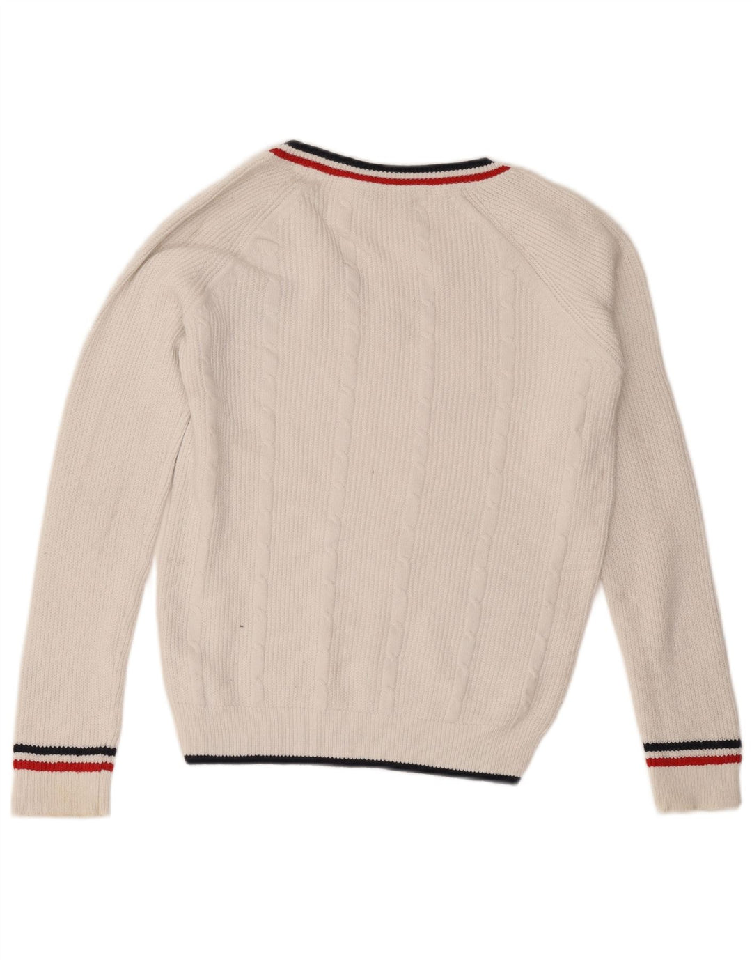 Crew Clothing Męski sweter z dekoltem w kształcie litery V, średniej wielkości biała bawełna
