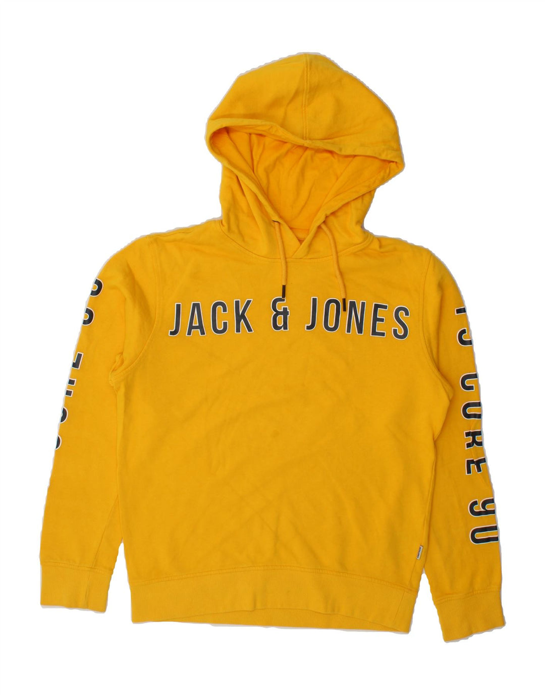 JACK & JONES Mens Graphic Sweatshirt Jumper Small Yellow Cotton Vintage Jack & Jones and Second-Hand Jack & Jones from Messina Hembry 