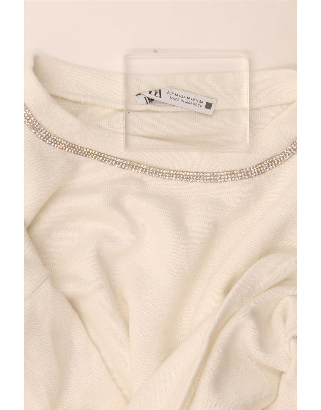 Damski top oversize Zara z długim rękawem, UK 14, średni biały