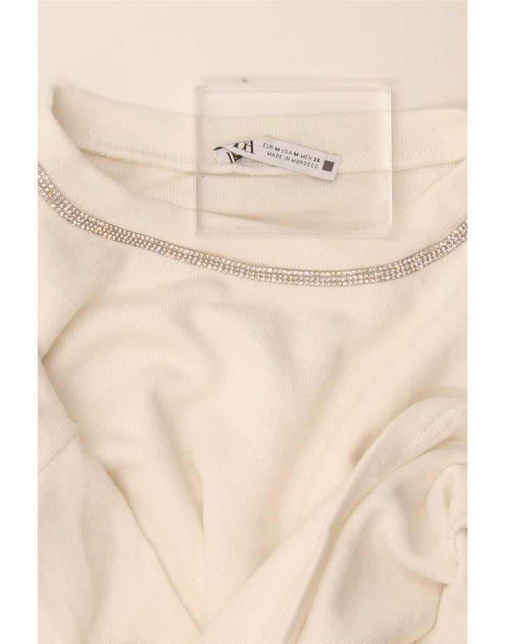 Damski top oversize Zara z długim rękawem, UK 14, średni biały