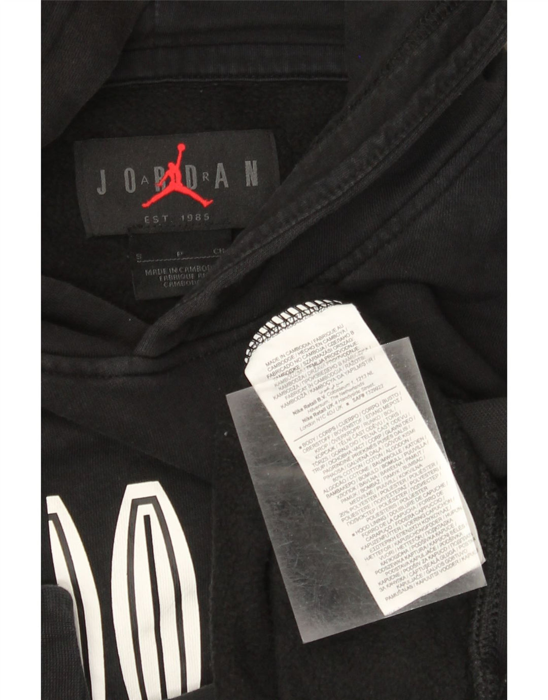 Męski sweter z kapturem i grafiką Jordan, mały, czarny, bawełniany