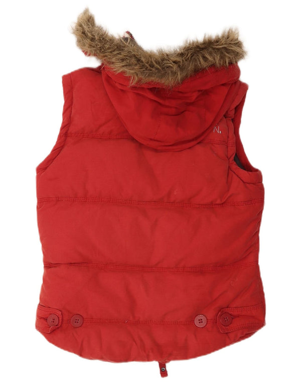 Damska wyściełana kamizelka uniwersytecka Superdry z kapturem UK 12, średnia czerwona