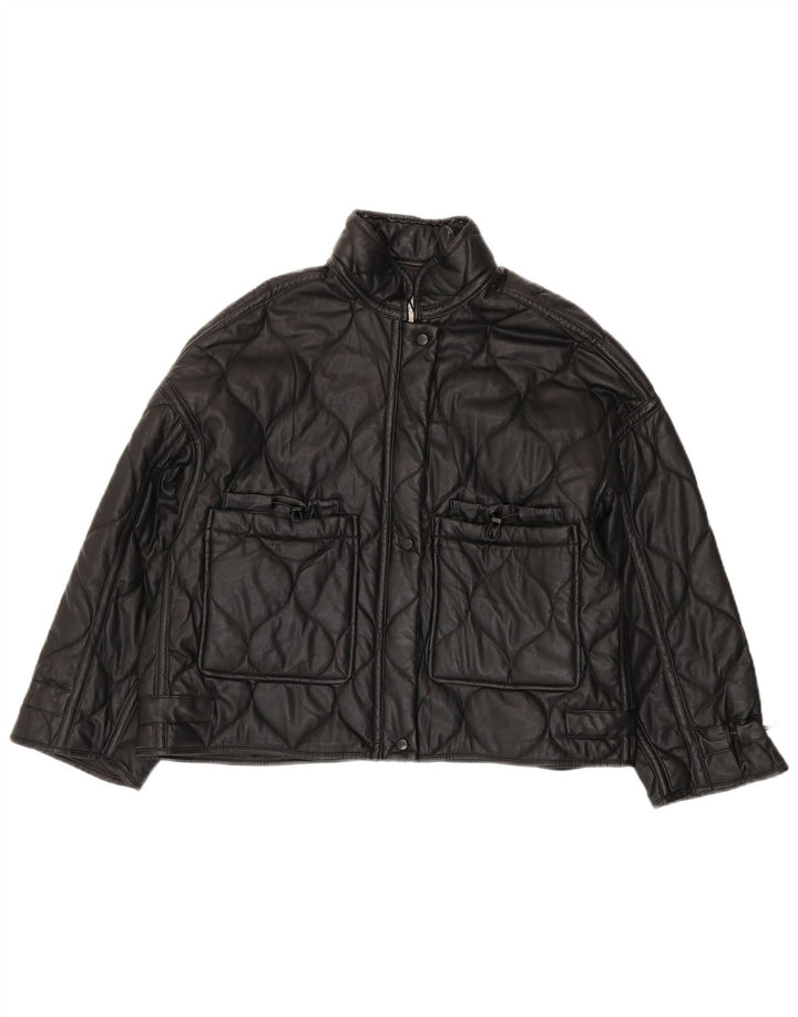 Damska pikowana kurtka oversize Zara UK 10, mała, czarna, z poliestru