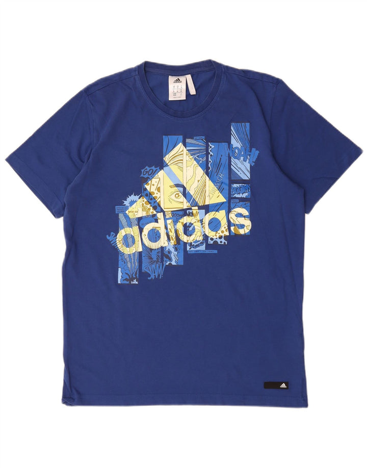 Męska koszulka Adidas Climalite z grafiką Top, średnia, granatowa, bawełniana