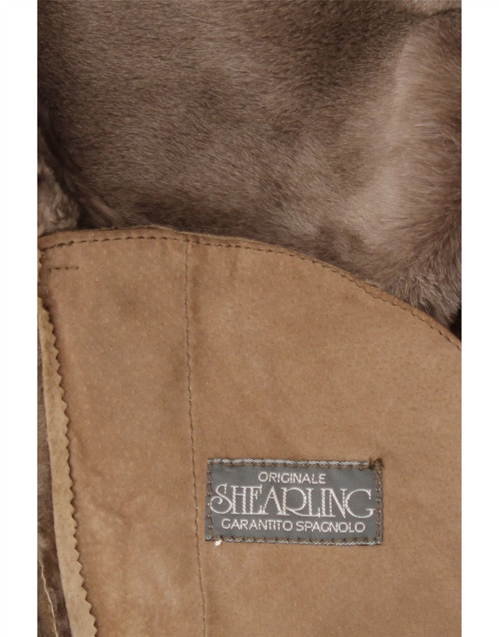 Vintage damski płaszcz Shearling UK 18 XL Beżowy Shearling