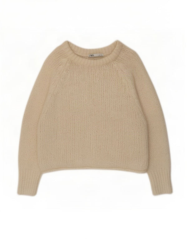 Damski sweter oversize z dekoltem w łódkę Zara UK 10 Small Off White