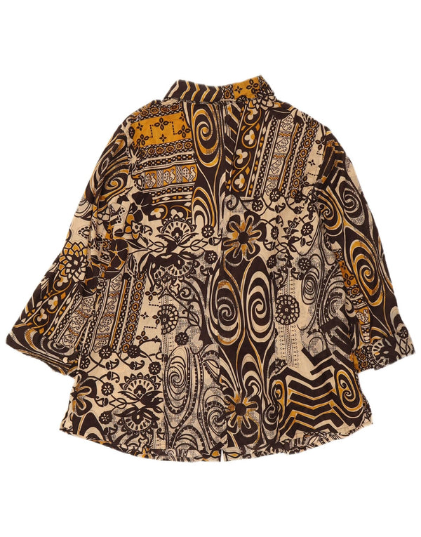 Damska bluzka koszulowa z rękawem 3/4 DOMINEW IT 50 XL, brązowa, bawełniana w kwiaty