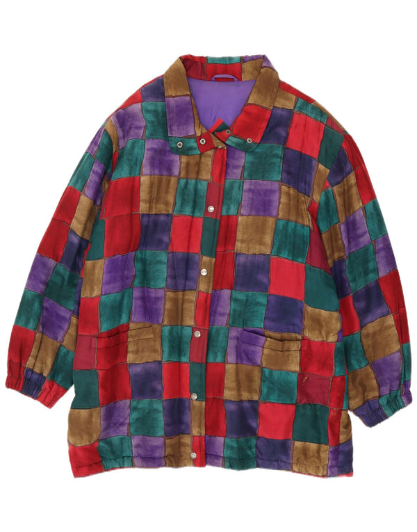 Vintage damski płaszcz wiatrówka oversize EU 44 XL wielobarwny patchwork