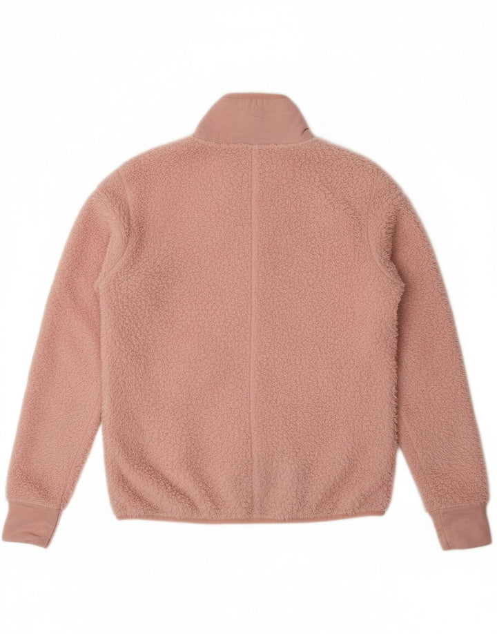 FILA Womens Oversized Fleece Jacket UK 10 Small Pink Polyester
