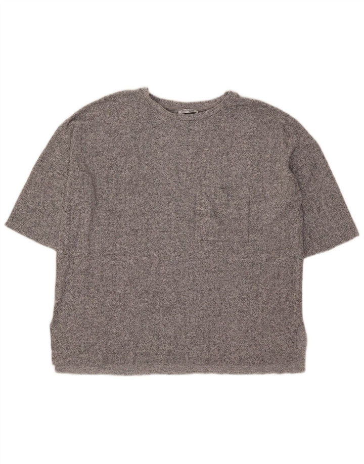 Damska koszulka oversize Zara Top UK 10 Small, szara, nakrapiana wiskoza