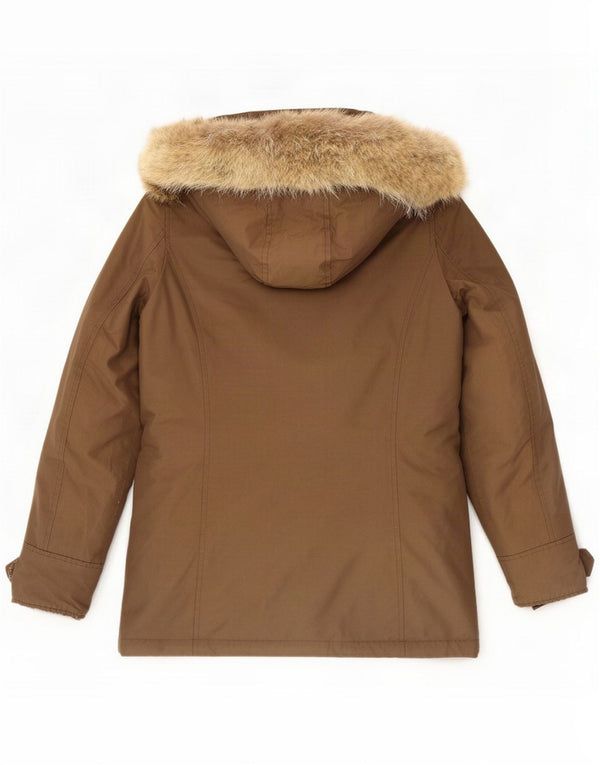Damski płaszcz z kapturem i kapturem Woolrich UK 10 Small Brown