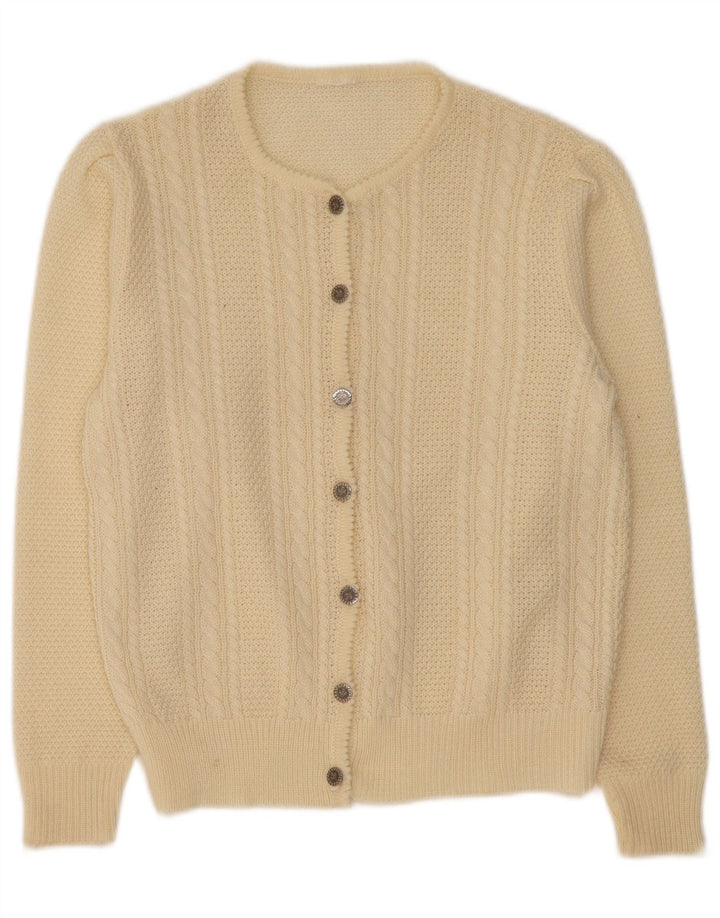 Sweter damski w stylu vintage, kardigan UK 14, średni beż