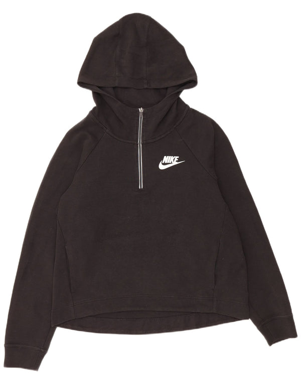 Damska bluza z kapturem NIKE Oversize z grafiką i zamkiem błyskawicznym UK 10, mała czarna